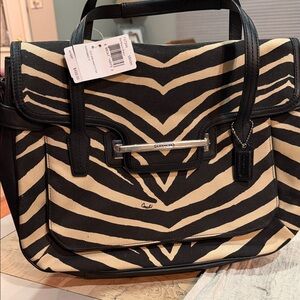 Coach Black and Cream Zebra Satchel
